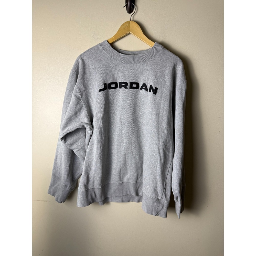 Jordan Heather Grey Arch Logo Fleece Crewneck Sweatshirt Long Sleeve Mens M